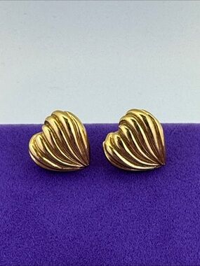 💛 Vintage Avon Gold Plated Heart Wave Earrings | Hot Air Balloon